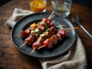 Petisco Cetogênico: Espetinhos de Carne com Ervas Aromáticas