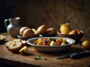 Receita Bacalhoada Portuguesa com Batatas, Azeitonas e Ovos